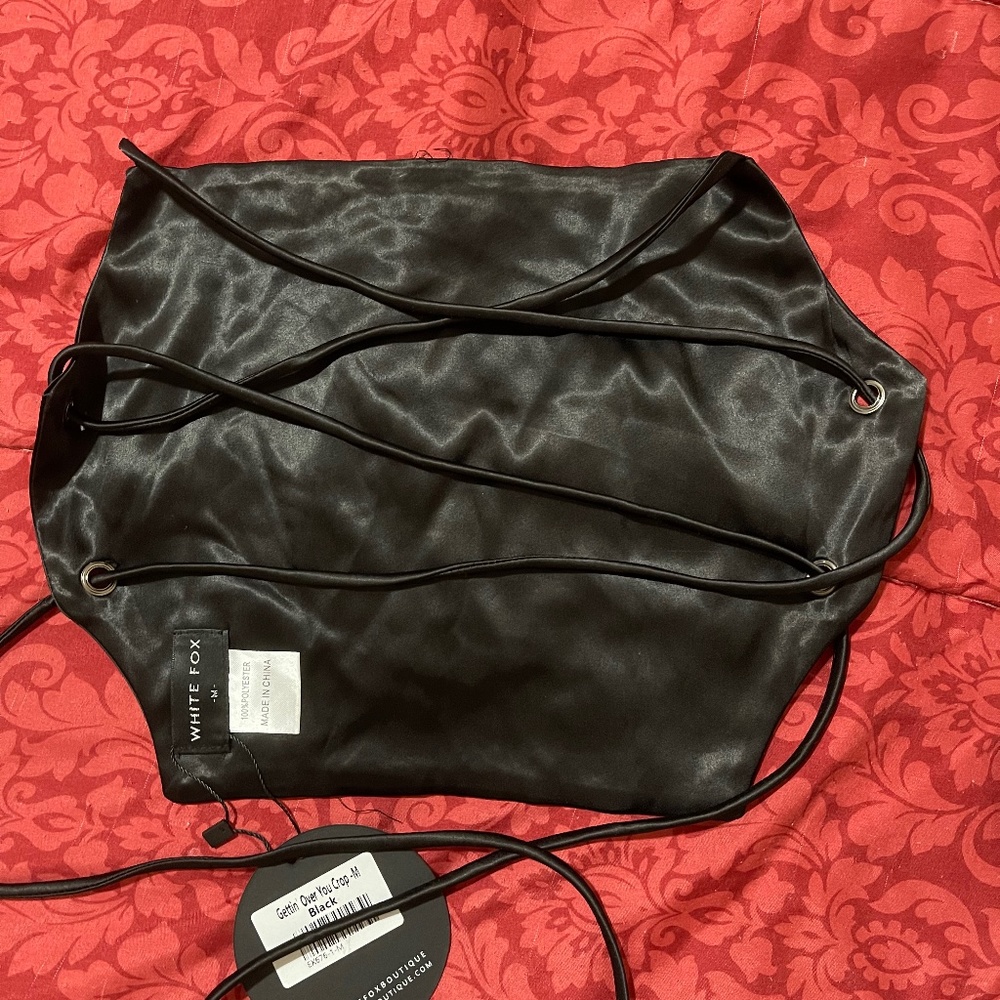 White Fox Cross Back Crop Top